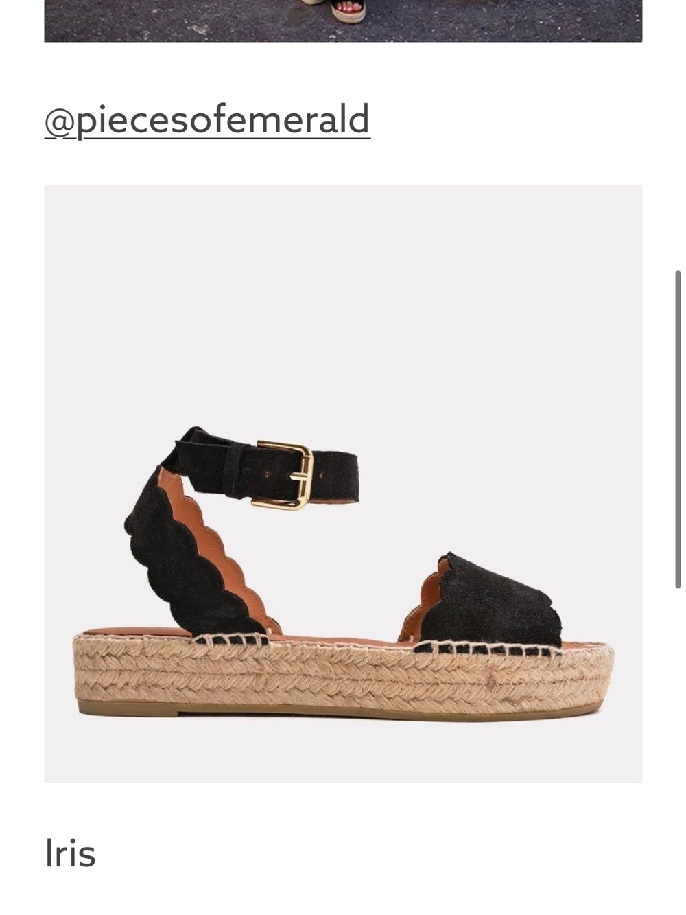 Andre Assous Black Scalloped Espadrille Sandals, Like NEW